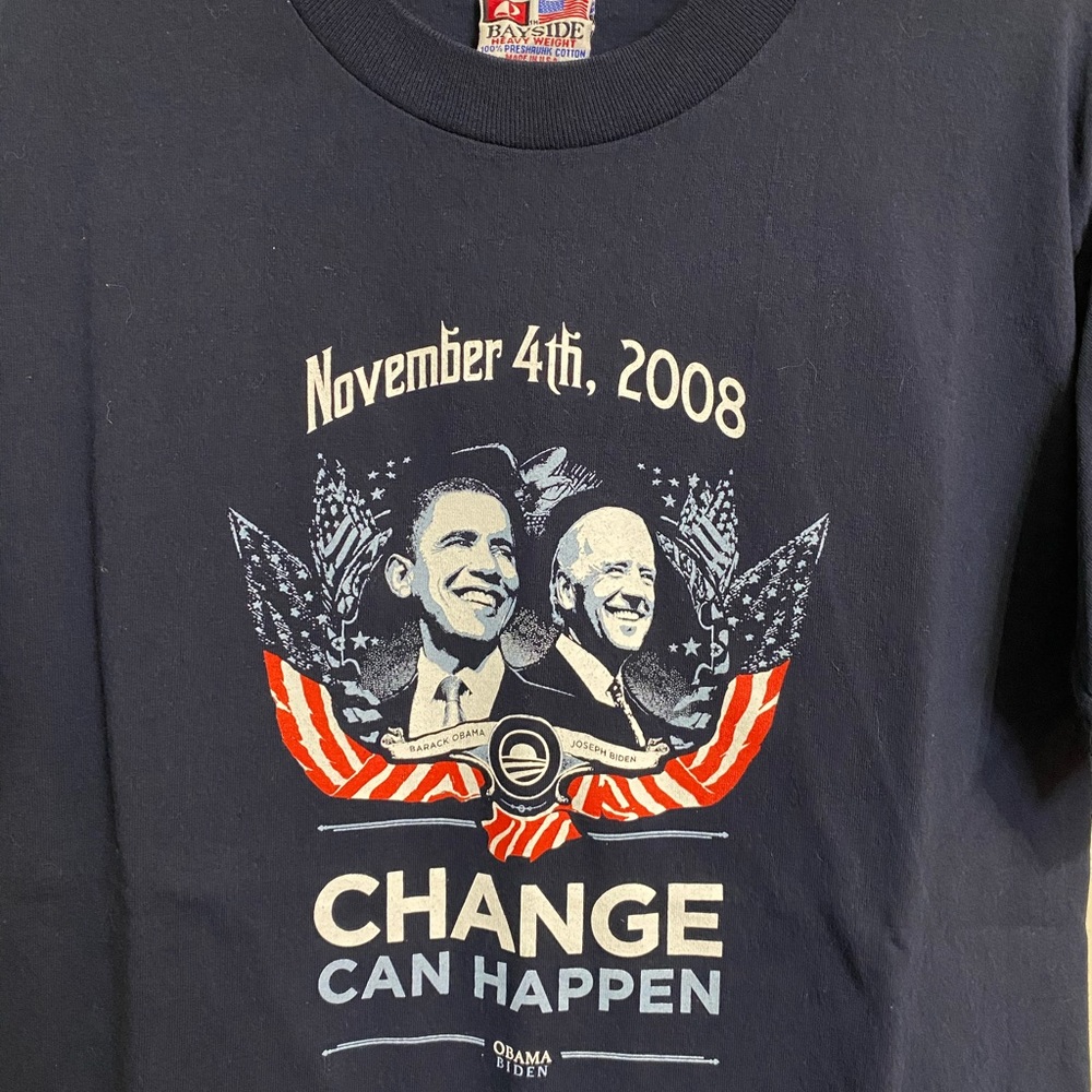Vintage Y2K President Barak Obama Joe Biden Official Election Tee Navy Blue M/d